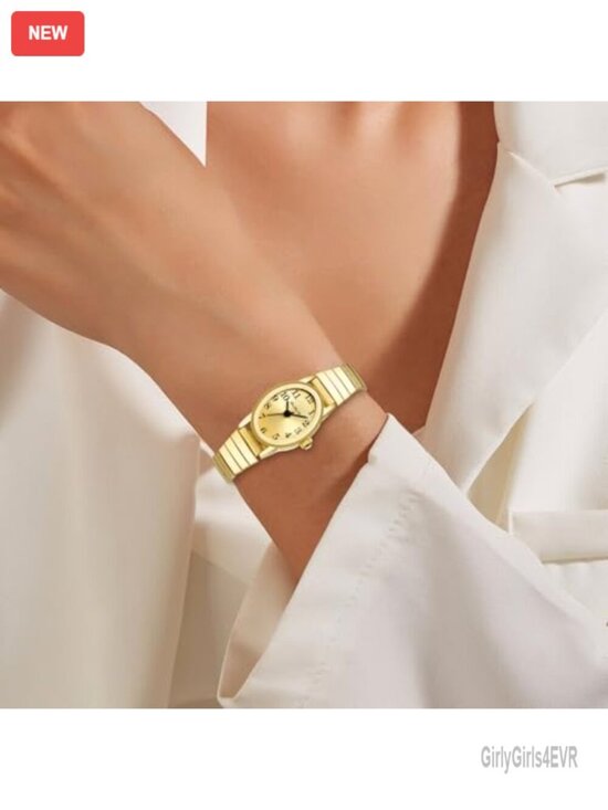 Small Gold Watches for Women Easy Reader Analog Quartz Stainless Steel main image 5